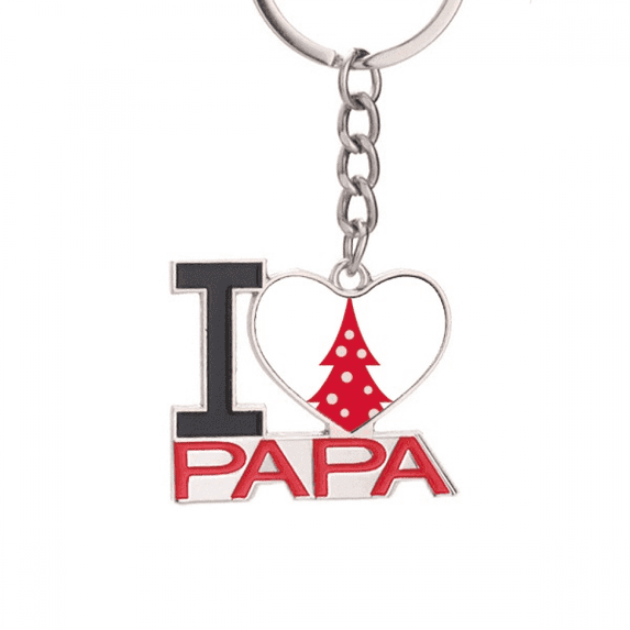 mas Tree Red Festival Keychain Metal Keyring Holder Love PAPA Father