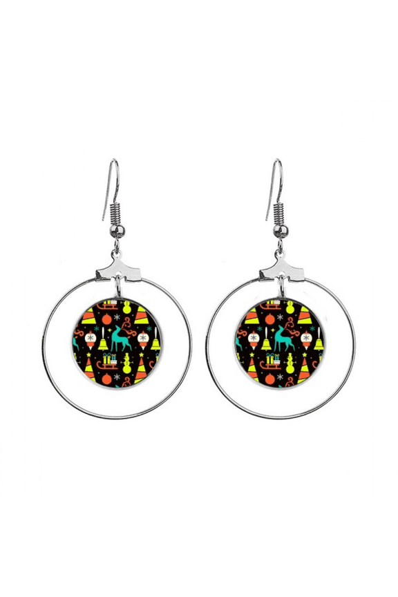 mas elk bell sled festival earrings dangle hoop jewelry drop circle
