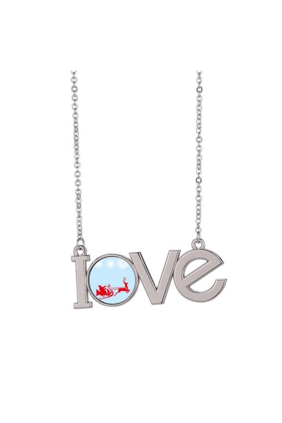 mas elk sled snowflake pattern love necklace pendant charm jewelry