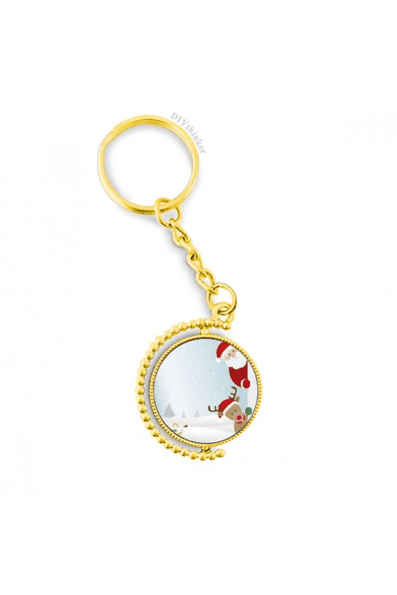 mas santa claus elk peep new year metal connector key chain accessory en keyholder