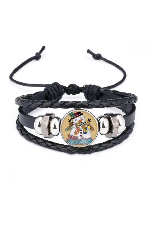 mas snowman sock festival bracelet braided leather woven wristband