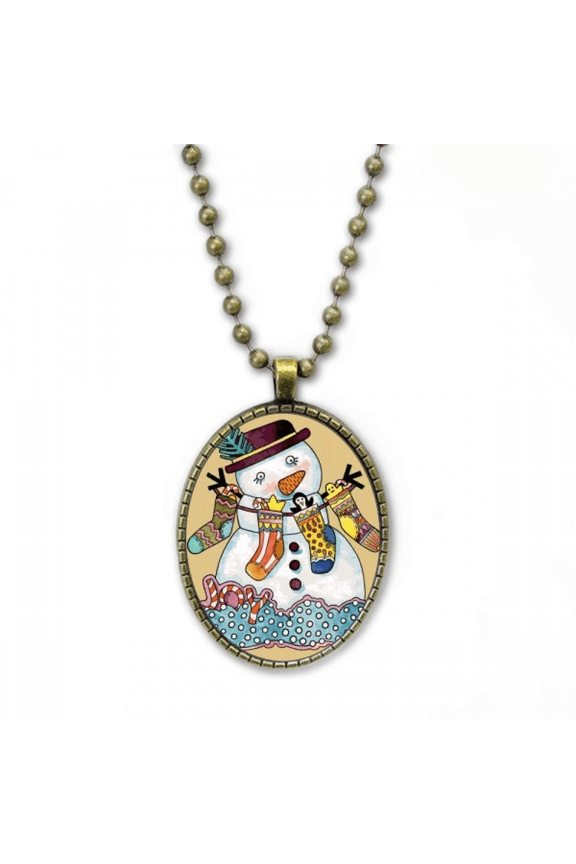 mas snowman sock festival necklace vintage chain bead pendant jewelry collection