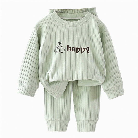 masbird 2 Pieces Pajamas Toddler Girls Boys Long Sleeve Cotton Pjs Kids Fall Winter Sleepwear Sets for 6-12 Months 12-24 Months 2 3 4 5 6 7 8 9 T Children(Light Green,10-11 Y)