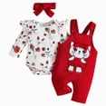 thumbnail image 1 of masbird Baby Girl Clothes 0 3 6 9 12 18 24 Months Outfits Long Sleeve Knitted Romper & Heart Pants Fall Winter 3Pcs,Red,3-6 M, 1 of 9