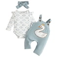 thumbnail image 1 of masbird Baby Girl Clothes 0 3 6 9 12 18 24 Months Outfits Long Sleeve Knitted Romper & Suspender Pants & Headband Fall Winter 3Pcs(Sky Blue,0-3 M), 1 of 9