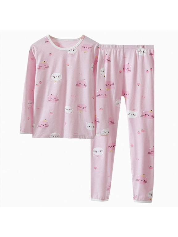 Baby Toddler Girls Boys Funny Graphic Cotton Long Sleeve Pajamas 2 Piece Pjs Set 6-12 Months 12-24 Months 2t 3t 4t 5t 6t 7t 8t 9t Children(Pink,5-6 Y)