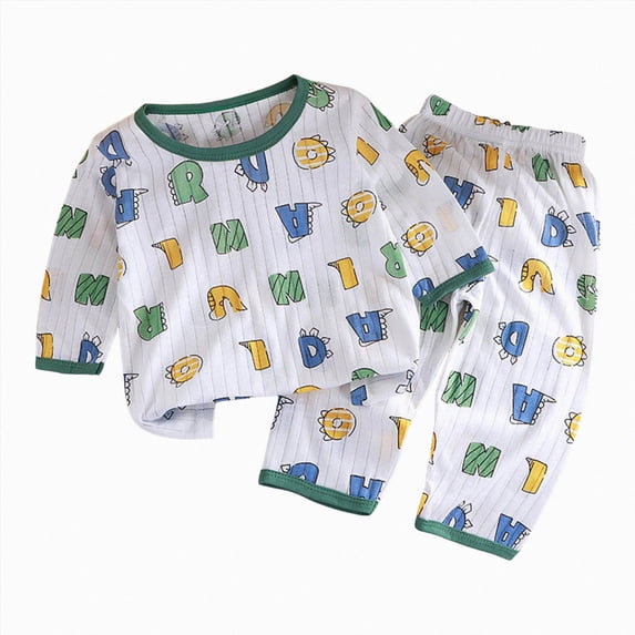 masbird Boys Girls Pajamas 2 Pieces Pajama Set Long Soft & Cute for Kids Jmmies Clothes Fall Winter Sleepwear for 6-24 Months 2 3 4 5 6 7 8 9 T Children(Light Green,5-6 Y)
