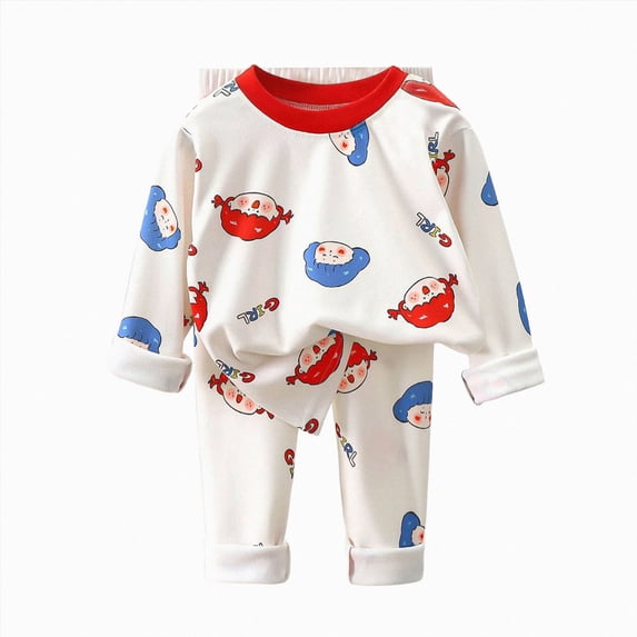 masbird Girls Boys Pajamas Little Kids Pjs Sleepwear Children Clothes Sets 6-12 Months 12-24 Months 2t 3t 4t 5t 6t 7t 8t 9t Children(Red,6-12 M)