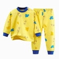 thumbnail image 1 of masbird Little Boys Girls Pajamas Sets Dinosaur Cotton 2 Piece Toddler Clothes Kids Pjs Fall Winter Sleepwear 6-12 Months 12-24 Months 2t 3t 4t 5t 6t 7t 8t 9t Children(Yellow,4-5 Y), 1 of 5