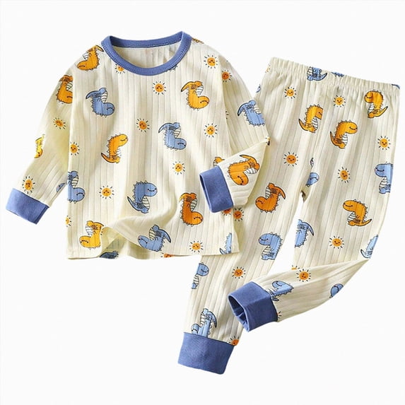 masbird Little Girls Boys Pajamas Cotton Long Sleeve Pjs Set Kids Graphic Pajama Baby 2 Pieces Sleepwear Toddler Heart Clothes 6-24 Months 2t 3t 4t 5t 6t 7t 8t 9t(Blue,18-24 M)