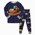 thumbnail image 1 of masbird Little Girls Boys Pajamas Toddler Girls Boys Clothes Cotton 2 Pieces Pjs Kids Jammies Sets Fall Winter Sleepwear for 6-24 Months 2 3 4 5 6 7 8 9 T Children(Navy,7-8 Y), 1 of 5