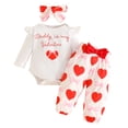 thumbnail image 1 of masbird Newborn Baby Girl Clothes Ribbed Ruffle Onesie Romper and Pants Set 3Pcs Fall Coming Home Outfit 0 3 6 12 18 24 Months(Red,0-3 M), 1 of 9