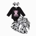 thumbnail image 1 of masbird Newborn Baby Girls Clothes Infant Fall Winter Outfits Long Sleeve Ribbed Romper Floral Pants Headband 3pcs Sets,Black,0-3 M, 1 of 4