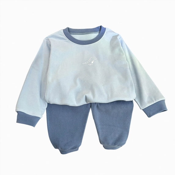 masbird Pajamas Sets Viscose from Bamboo Toddler Girls Boys Snug Fit Pjs Kids Short Sleeve Graphic Top & Pants Breathable Sleepwear(Blue,18-24 M)