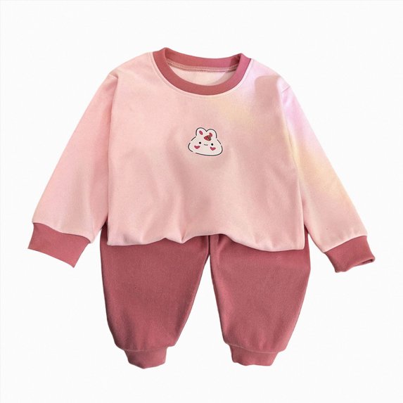 masbird Pajamas Sets Viscose from Bamboo Toddler Girls Boys Snug Fit Pjs Kids Short Sleeve Graphic Top & Pants Breathable Sleepwear(Pink,12-18 M)