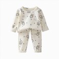 thumbnail image 1 of masbird Toddler Baby Boy Girl Pajamas Set Kids Sleepwear 2 Pcs Pjs Long Sleeve Top and Pants Jammies Sets Fall Winter for 6-12 Months 12-24 Months 2 3 4 5 6 7 8 9 T Children(Beige,6-12 M), 1 of 4