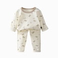 thumbnail image 1 of masbird Toddler Baby Boy Girl Pajamas Set Kids Sleepwear 2 Pcs Pjs Long Sleeve Top and Pants Jammies Sets Fall Winter for 6-12 Months 12-24 Months 2 3 4 5 6 7 8 9 T Children(Khaki,12-18 M), 1 of 4