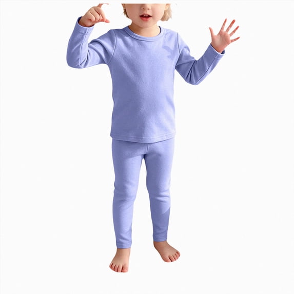 masbird Toddler Girls Boys Pajamas & Dailywear Set Fall Outfits Solid Color Sweatshirts and Pants Fall Winter Set 2PC Long Sleeve Pajamas Set(Light Blue,11-12 Y)