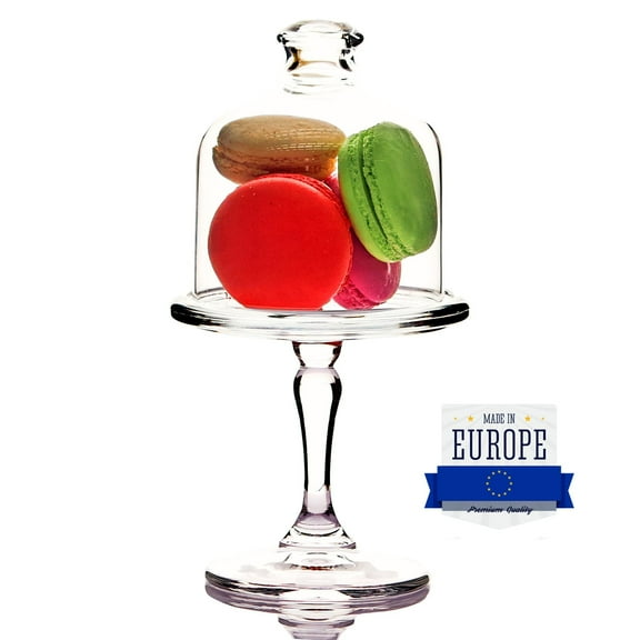 Mini Glass Cake Stand with Dome Cover, Small Cupcake Stands with Lids for Mini Cookies
