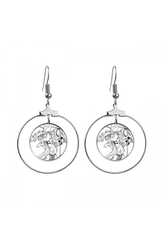 masterpiece romance kingdoms drawing earrings dangle hoop jewelry drop circle