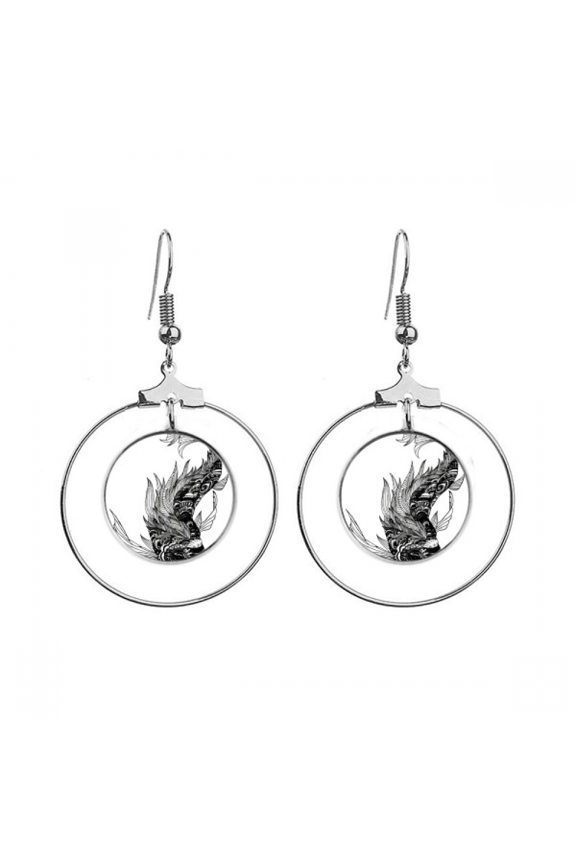 masterpiece the classic of mountains drawing earrings dangle hoop jewelry drop circle
