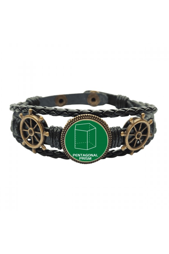 mathematical geometric sppentagonal prism leather braided ocean bracelet wristband