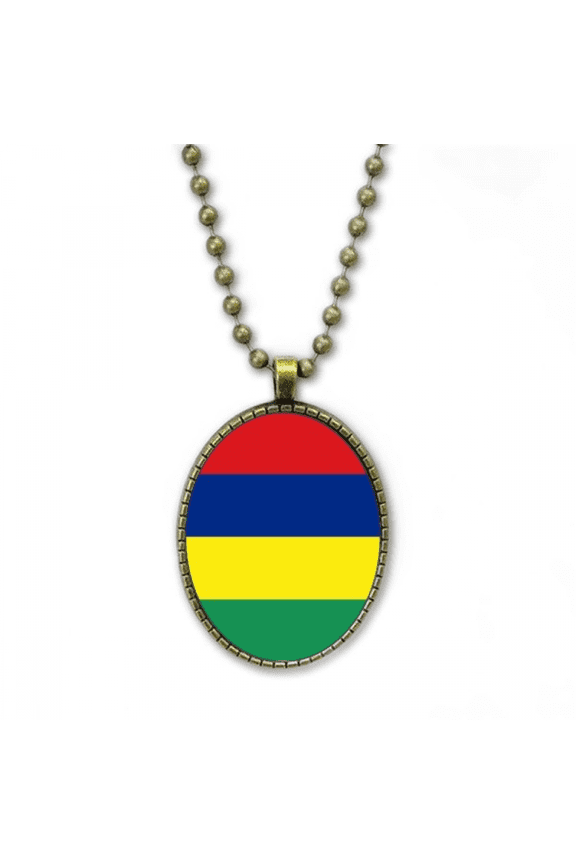 mauritius national flag afcountry necklace vintage chain bead pendant jewelry collection