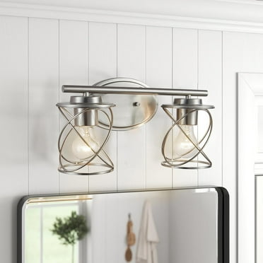 mavcadonf 2-Lights Brushed Nickel LED Vanity Light with Clear Glass Shades