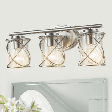 mavcadonf 3-Lights Brushed Nickel Multi Mounting Position LED Vanity Light with Clear Glass Shade