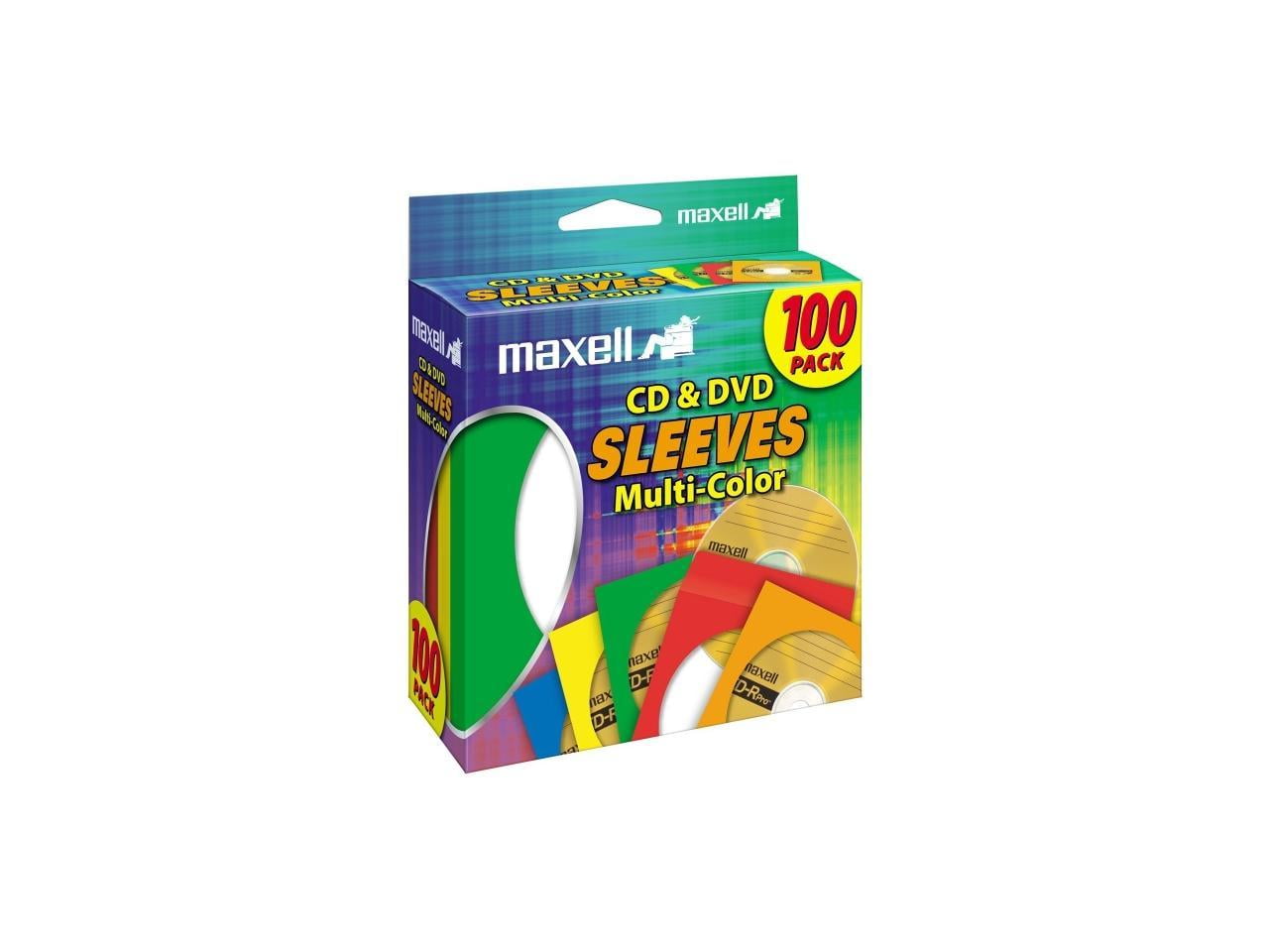 Maxell 190132 - CD/DVD Storage Sleeves with Plastic Covers, Multi-Color ...