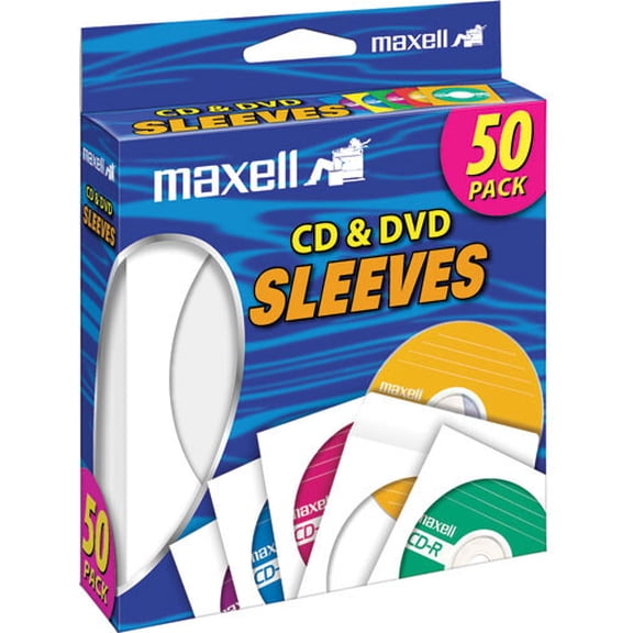Maxell 190135 CD-400 CD/DVD Paper Sleeves With Clear Window 50 Pack (White)  [DIGI REC. MEDIA]