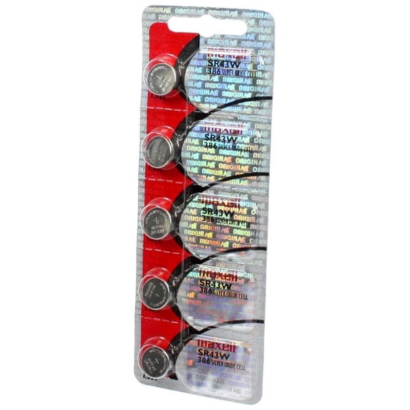 5PK Maxell Silver Oxide Watch Battery SR43W High Drain Replaces 386