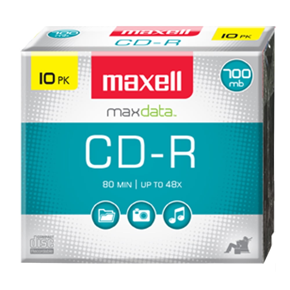 Cd Rudd Crystal maxell 700MB 40X CD-R 10 Packs Slim Jewel Case Media Model 625133 ...
