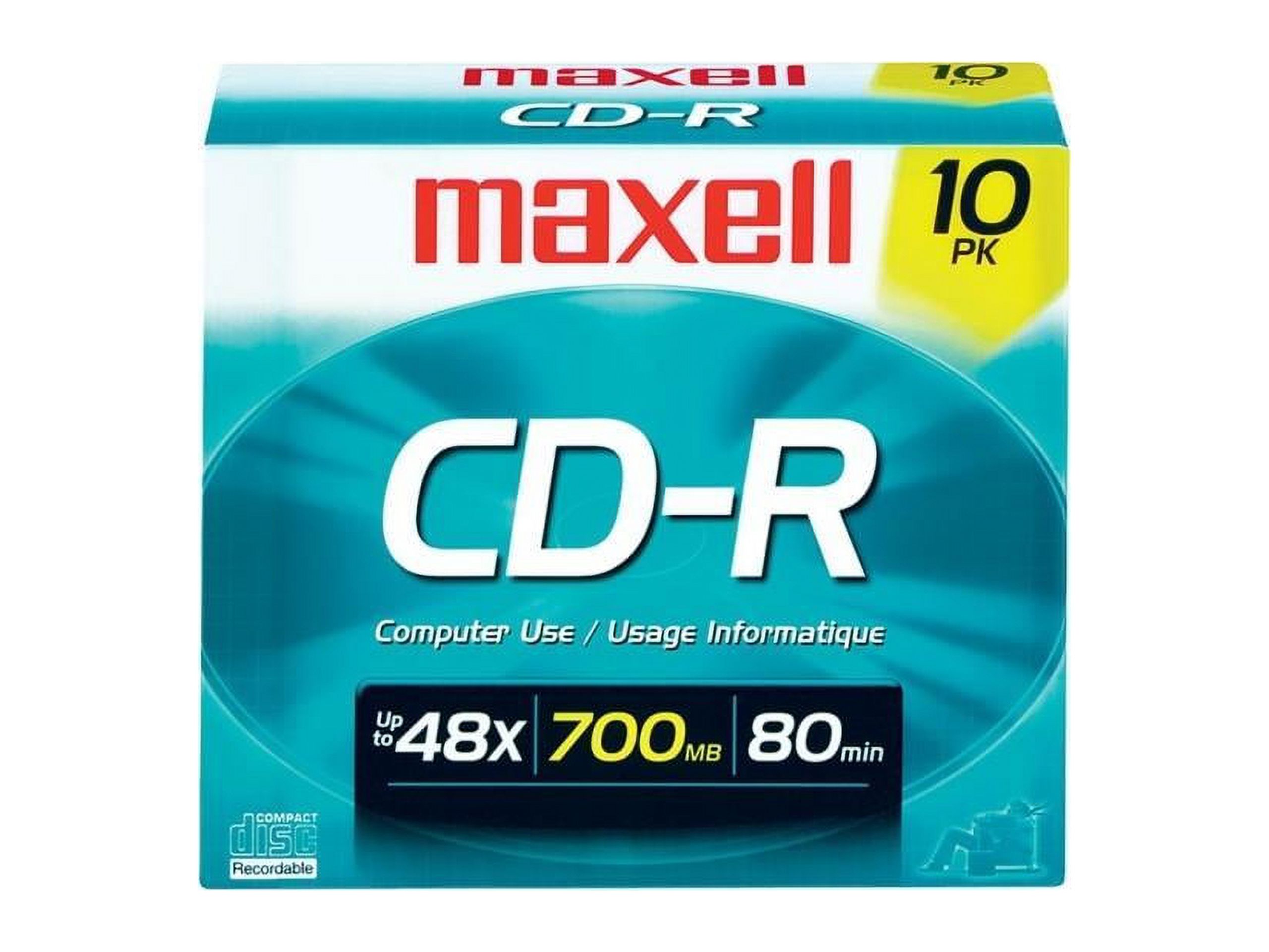 maxell 700MB 48X CD-R 10 Packs Slim Jewel Case Media Model 648210 - image 1 of 2