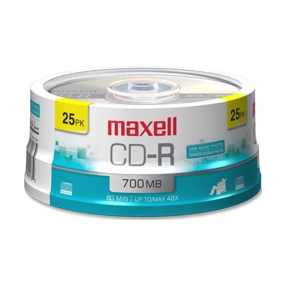 maxell 700MB 48X CD-R 25 Packs Spindle Media Model 648445