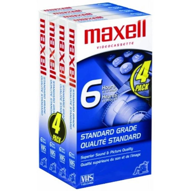 Maxell, VHS Tapes, std-t-120, 4 Pack, 6 Hours, for Extended-Play