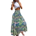 thumbnail image 1 of maxi skirts for women Casual Loose Boho Elastic Waist A-Line Beach Swing Vacation Floral Printing Long Skirt, 1 of 6