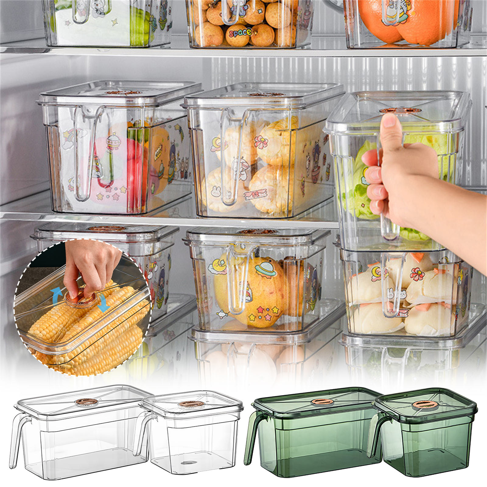 Maxiaoxia 1PC Fridge Organizer Transparent Food Storage Containers Maxiaoxia 1PC Fridge Organizer Transparent Food Storage Containers