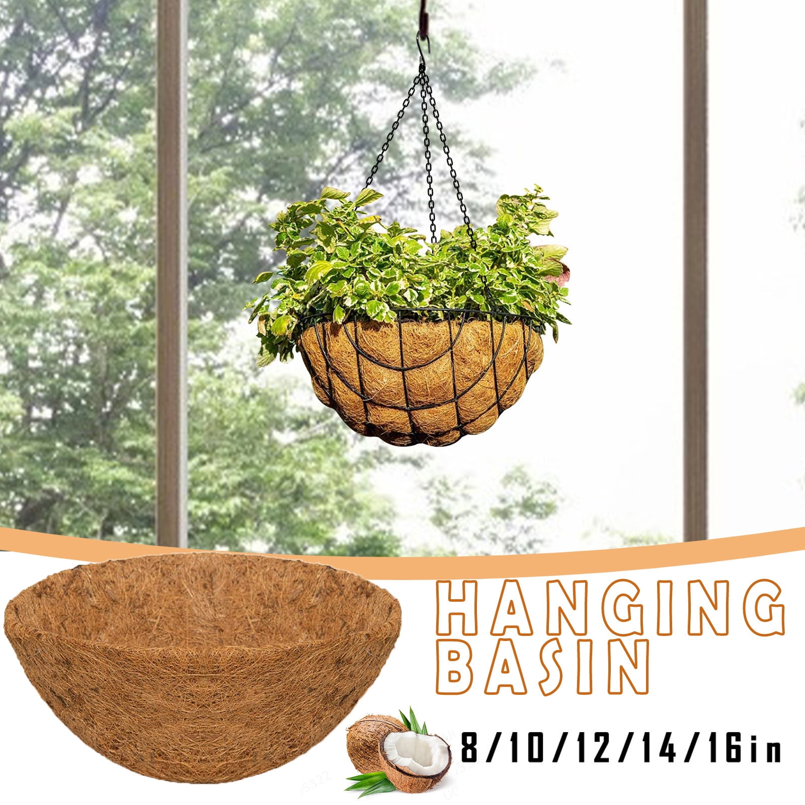maxiaoxia 1PC Round Hanging Basket Liner, Coconut Liners for Hanging