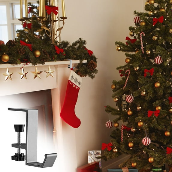 maxiaoxia 2 in 1 Garland and Stocking Holders, 1/2pcs Adjustable Mantel Holders, No Drill Fireplace Stocking Hooks, for Home Christmas Decoration