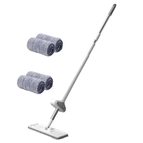 maxiaoxia 2025 New Lazy Person's Self-Washing Flat Mop, Microfiber Mop 32 cm Flat Head Mop for Household Water Absorption, Tool Mop Floor/Hardwood Cleaning (1*Mop+4*Cloth)