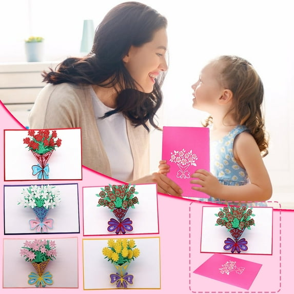 maxiaoxia 3D Flowers Mother's Day Card, Creative Paper Greeting Card, Spring Paper Carving Mother's Day Gifts, Blessing Card