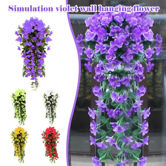 maxiaoxia Artificial Hanging Flowers, Violet Fake Hanging Plants, Violet Garland Hanging, Home Patio Room Garden Indoor Outdoor Wall Floral Decoration