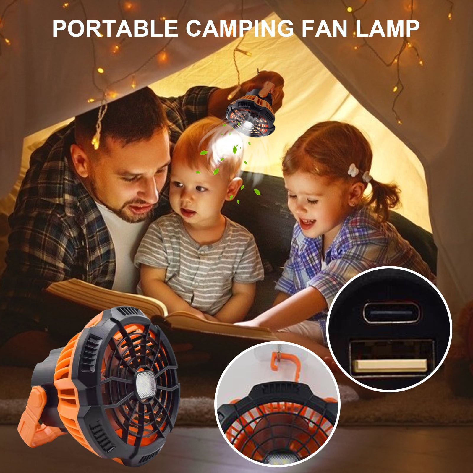 maxiaoxia Camping Fan With LED Lantern 5200mAh Rechargeable Portable Tent Fan With Remote Portable Cooling Fan Chill Fans for Home Outdoor