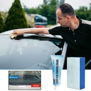 maxiaoxia Car Glass Oil Film Cleaner, Car Windshield Oil Film Cleaner with Sponge, Car Paint Oil Film Remover, Glass Stripper Water Spot Remover, Long-term Protection
