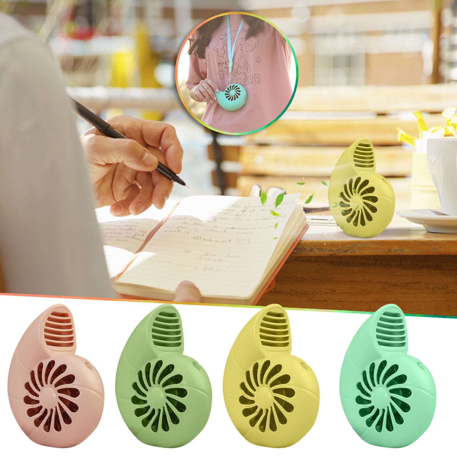 maxiaoxia Conch Turbo Mini Rechargeable Small Fan USB Portable Small Table Fan Portable Cooling Fan Chill Fans for Home Outdoor