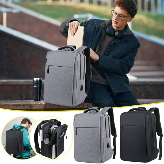 maxiaoxia Double Layer Travel Backpack Student School Bag With Laptop Compartment Business Work Casual Computer Backpack With USB Charging/Headphone Port for School, College, Travel Etc