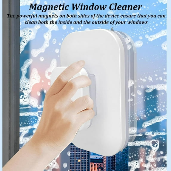maxiaoxia Double-Sided Window Cleaner Glass Wiper, Upgrade Magnetic Windshield Cleaner Tool Washing Equipment Accessory for Home Outside High Rise Glazed, Sponge Window Cleaner