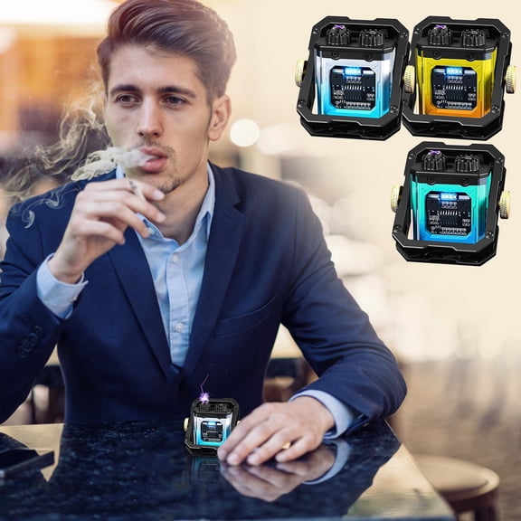 maxiaoxia Electric Lighters Rechargeable, Windproof, Double Plasma Lighters With Mechanical Gyroscope Decompression, Cool Lighters For Men And Women for Father's Day Valentine's Day Birthday Gifts