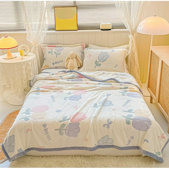 maxiaoxia Flannel Blanket Thick Warm Coral Fleece Blanket Double-sided Cover Blanket Office Nap Blanket for Toddlers, Kids, Adults, Bed, Couch
